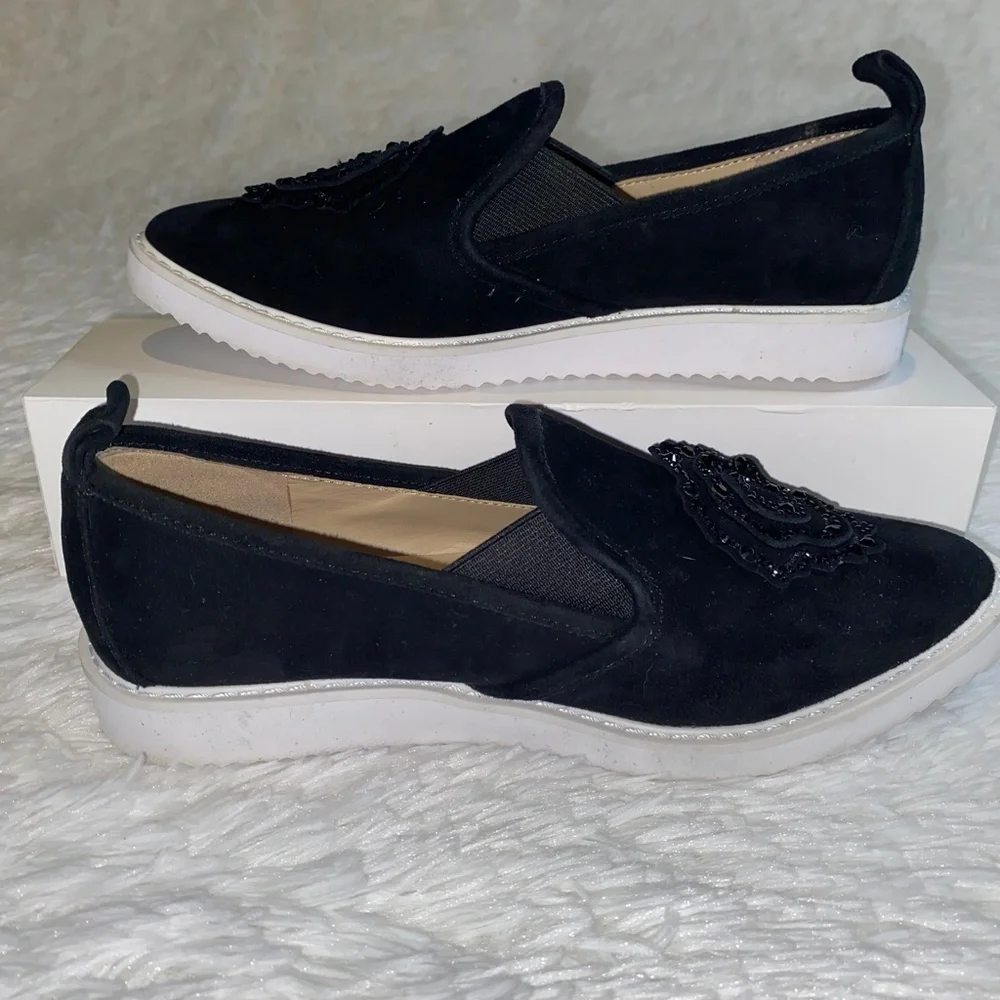 NWOT Karl Lagerfeld CYRA Suede Black Loafers SZ 6 - Picture 3 of 5